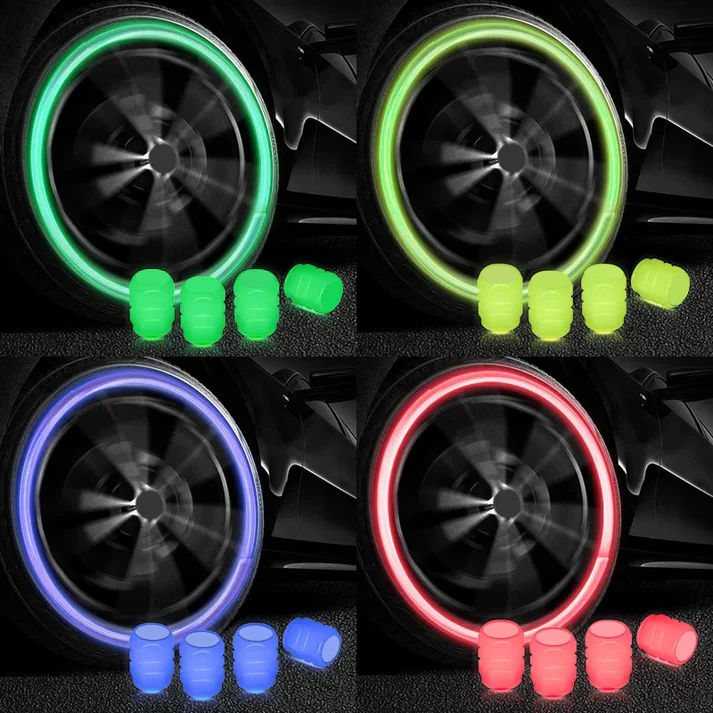 Pack Of Two Glow In The Dark Tire Valve Caps Fluorescent Stem Car... - Image 3