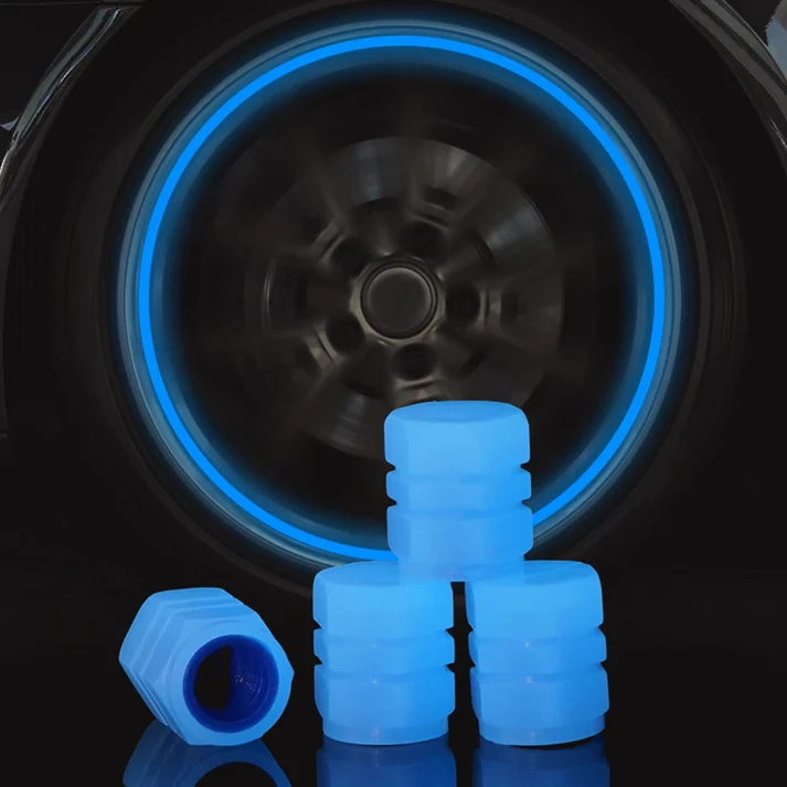 Pack Of Two Glow In The Dark Tire Valve Caps Fluorescent Stem Car... - Image 4
